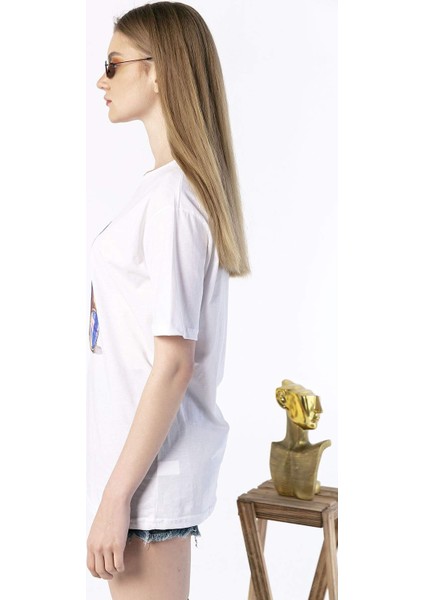 Kadın Oversize Ekose Ayıcık Baskılı Tshirt fiyatları