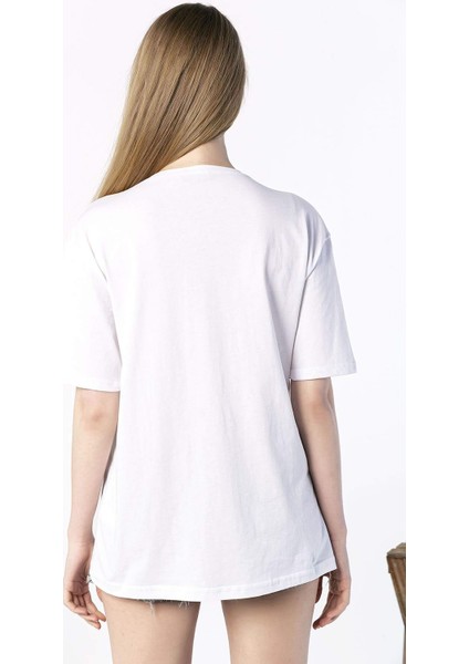 Kadın Oversize Ekose Ayıcık Baskılı Tshirt indirimleri