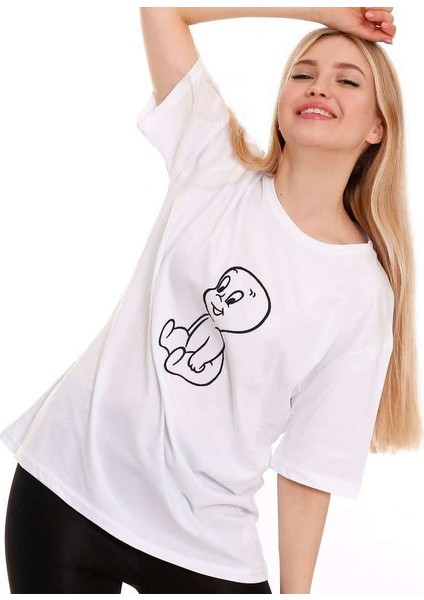 Kadın Oversize Casper Baskılı Tshirt fiyatları