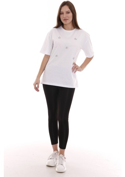 Kadın Oversize Taş Işlemeli Tshirt fiyatları