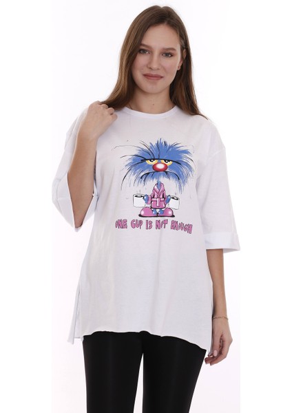 Kadın Oversize One Cup Baskılı Tshirt