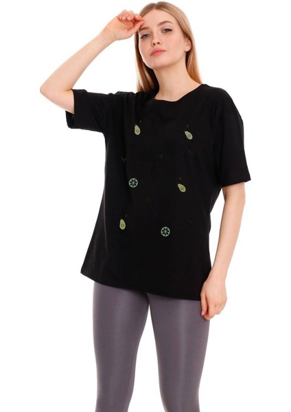 Kadın Oversize Avocado Baskılı Tshirt fiyatları