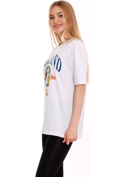 Kadın Oversize Oakland 1986 Baskılı Tshirt fiyatları