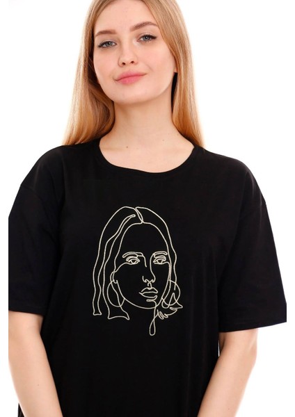 Kadın Oversize Silhouette Baskılı Tshirt
