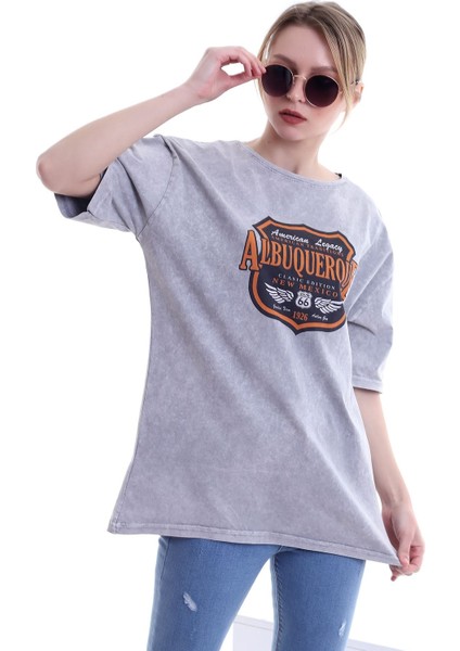 Kadın Oversize Albuquerque Baskılı Tshirt