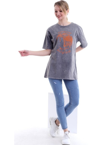 Kadın Oversize Antwerp Belgium Baskılı Tshirt fiyatları