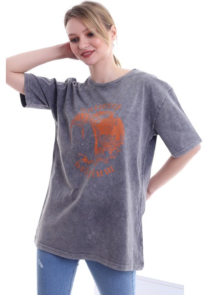 Kadın Oversize Antwerp Belgium Baskılı Tshirt modelleri