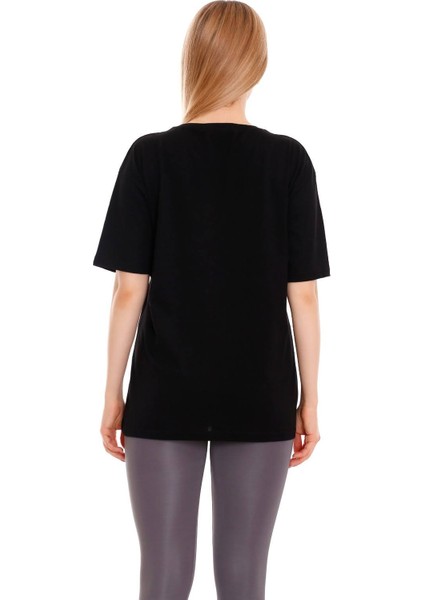 Kadın Oversize Moon & Sun Baskılı Tshirt modelleri