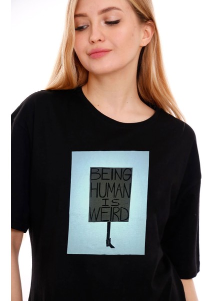 Kadın Oversize Being Human Baskılı Tshirt fiyatları