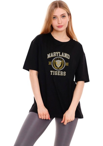 Kadın Oversize Maryland Tigers Baskılı Tshirt