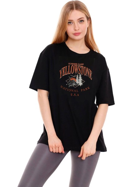 Kadın Oversize Yellowstone Baskılı Tshirt fiyatları