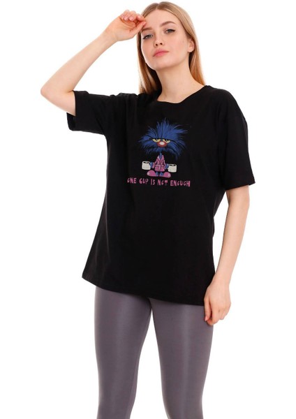 Kadın Oversize One Cup Baskılı Tshirt