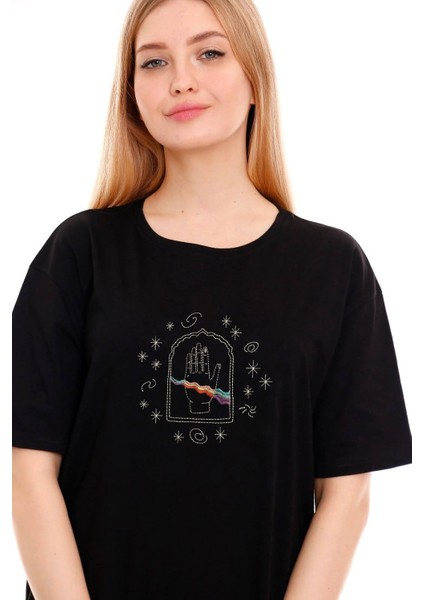 Kadın Oversize Hand Baskılı Tshirt