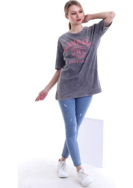 Kadın Oversize Nevada Baskılı Tshirt