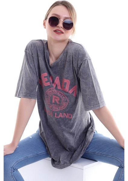 Kadın Oversize Nevada Baskılı Tshirt indirimleri