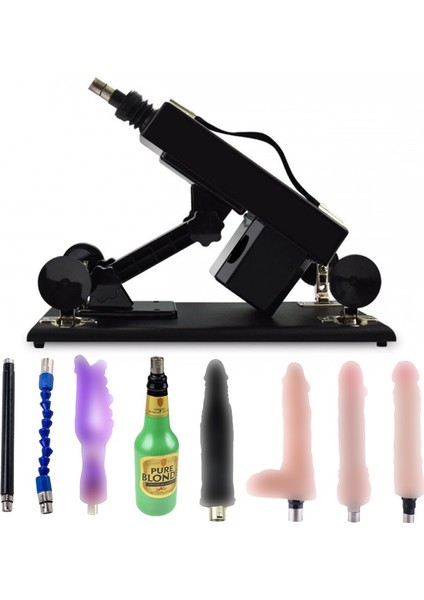 Siyah Makine +1 Vajina + 5 Vibratör+Çubuk Komple Set