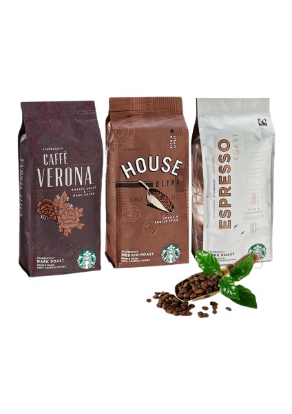 Düvenci Toptan Starbucks House Blend, Verona ve Espresso Çekirdek Kahve 250 gr 3 'lü