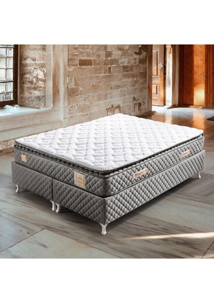 Yaylı Yatak, Stella Pedli Çift Kişilik Yatak - Açık Gri