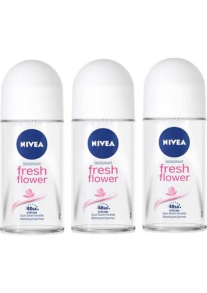 Nıvea Kadın Fresh Flower Deo Roll-On 50 ml 3 Adet