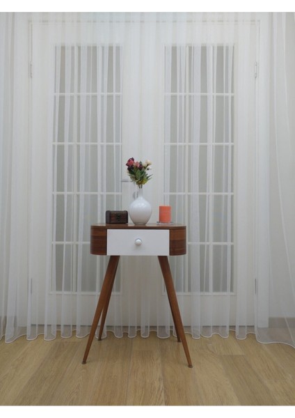 Grek Zemin Etekleri Kurşunlu 1-2 Seyrek Pileli Tül Perde 450 x 260 cm