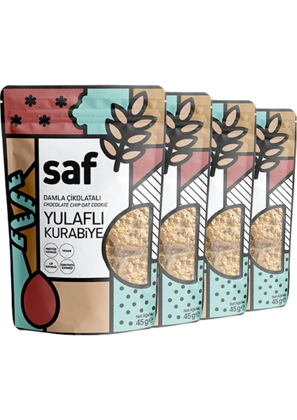 Saf Nutrition Damla Çikolatalı Kurabiye. 45 gr x 4