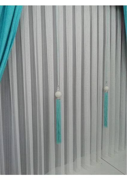 Zincir Desenli Etekleri Kurşunlu 1-2,5 Normal Pileli Tül Perde 550 x 260 cm