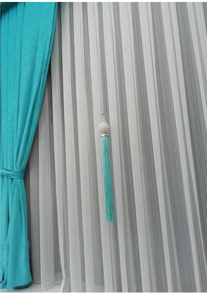Zincir Desenli Etekleri Kurşunlu 1-3 Sık Pileli 100 x 200 cm Tül Perde