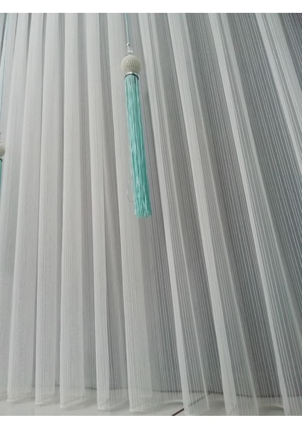 Zincir Desenli Etekleri Kurşunlu 1-3 Sık Pileli 100 x 200 cm Tül Perde