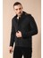 Erkek Kapüşonlu Kol Fermuarlı Slim Fit Kaban 1