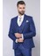 Erkek Ekose Ceket Yelekli Slim Fit Takım Elbise 2