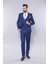 Erkek Ekose Ceket Yelekli Slim Fit Takım Elbise 3