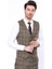 Erkek Slim Fit Ekose Desenli Düz Yaka Yelek 2