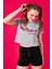 Baskılı Bisiklet Yaka % 100 Pamuk Crop T Shirt Kadın T Shirt 6001011 2