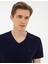 Erkek Lacivert Slim Fit Basic V Yaka Tişört 50239846-VR033 2