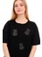 Kadın Oversize Taş Işlemeli Minik Ayıcık Baskılı Tshirt 2