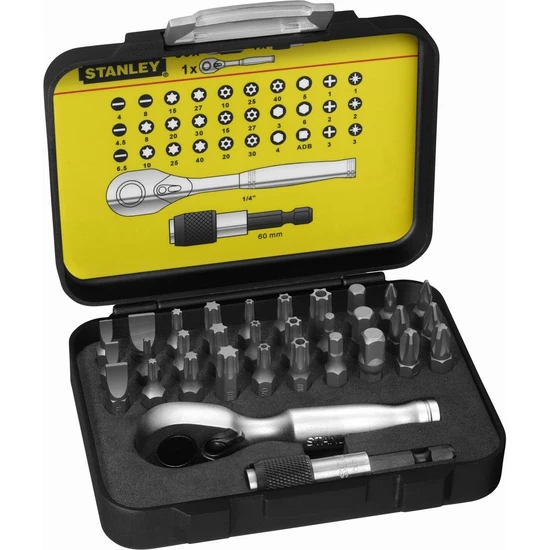 Stanley 1-13-904 Fatmax Bits Set 32'li ¼ + Manyetik Tutucu + Otomatik Lokma Kolu