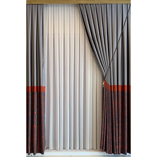 Ince Çizgi Desenli Etekleri Kurşunlu 1-3 Sık Pileli Tül Perde 100 x 250 cm