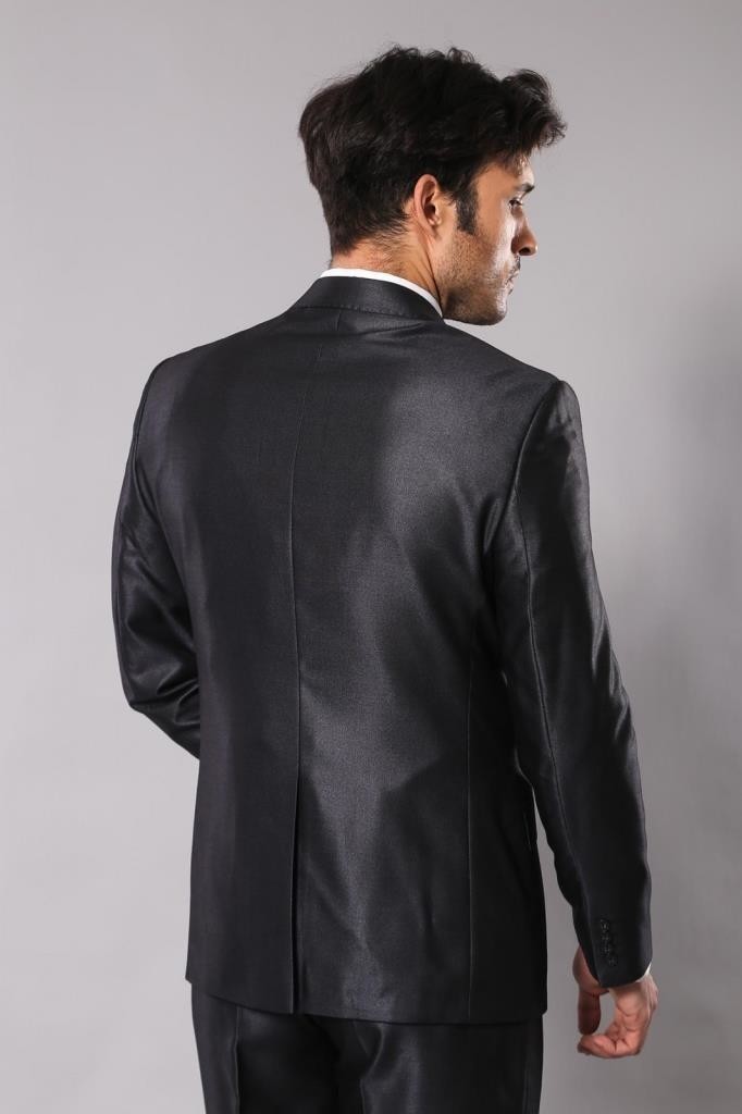 Wessi Erkek Parlak Mono Yaka Slim Fit Takım Elbise görsel 3