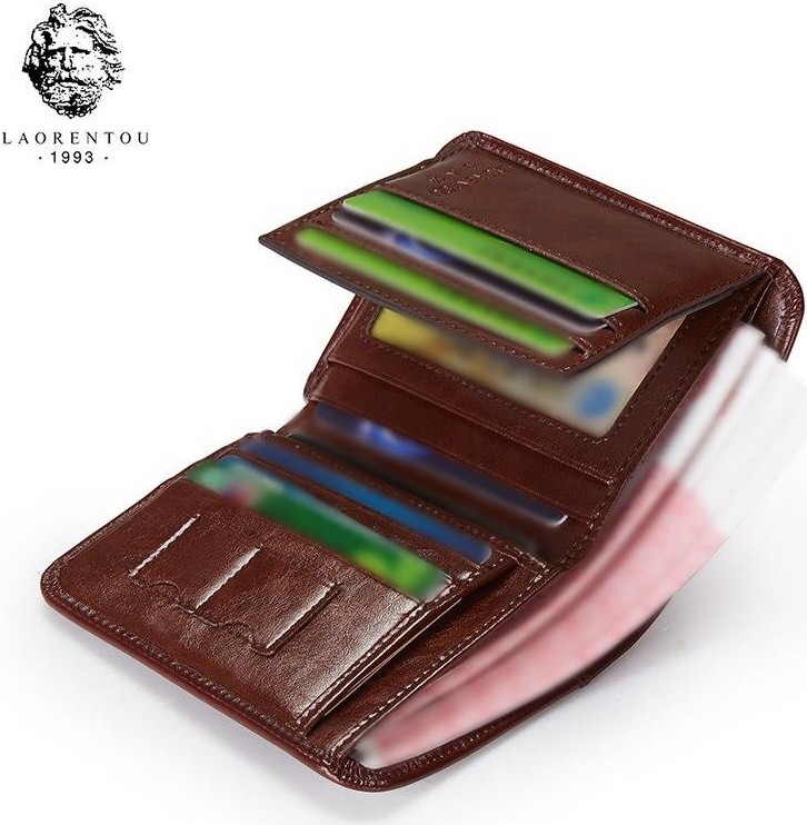 Laorentou Elite Hakiki Deri Kartlık Bölmeli Erkek Cüzdan - Kahverengi Hand Made İtalyan Malı görsel 2