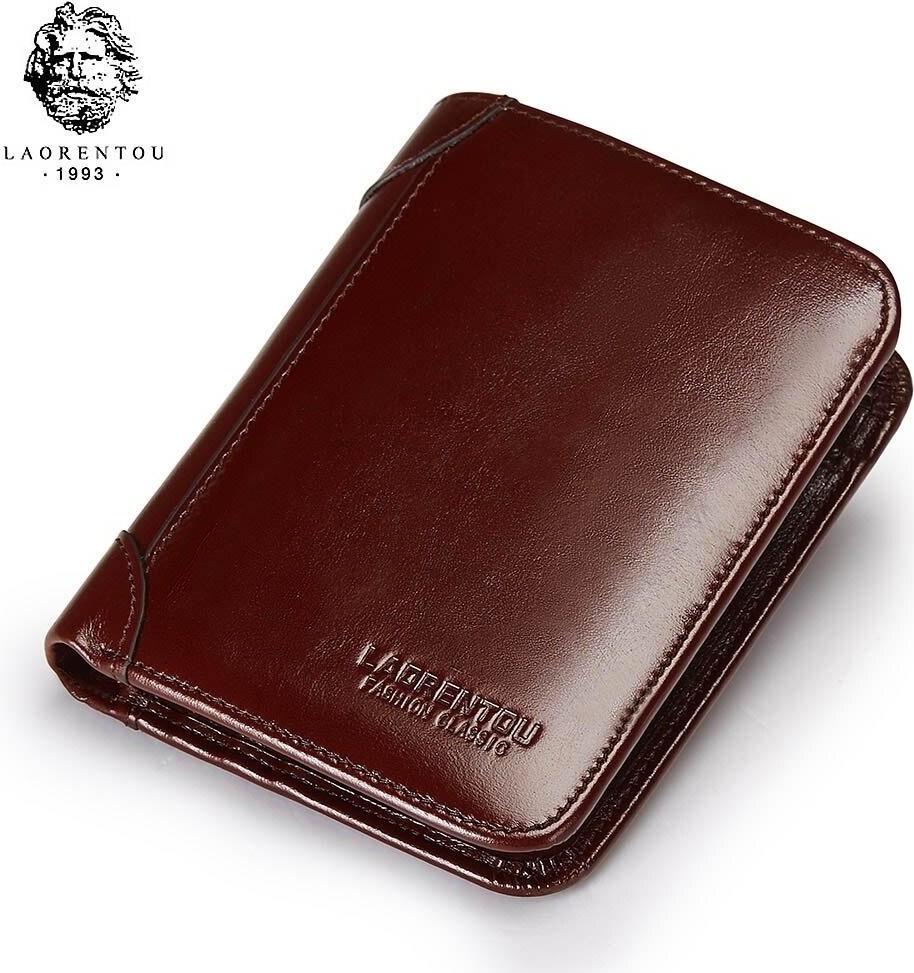 Laorentou Elite Hakiki Deri Kartlık Bölmeli Erkek Cüzdan - Kahverengi Hand Made İtalyan Malı