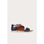 Bueno Shoes Siyah Kurşun Deri Kadın Düz Sandalet