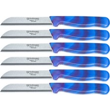 Solingen Mermer Desenli Bordo Mavi 6’lı Meyve Bıçağı Seti