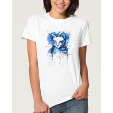 Watercolor Cat Kadın Beyaz Tshirt