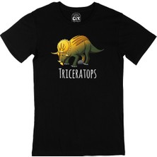 Cix Triceratops Dinozor Siyah Tişört