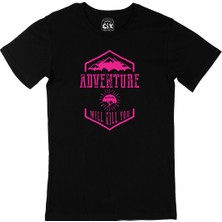 Cix Pembe Adventure Will Kill You Siyah Tişört