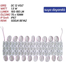 Ice Js-Modül LED 1,5 W 12V Soğuk Beyaz Renk 20 Adet Paket Sıralı ((Suya Dayanıklı))