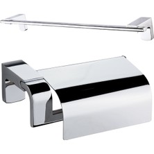 Ahlez Premium Uzun Havluluk + Kapaklı Kağıtlık Ikili Banyo Seti