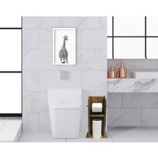 Bk Gift Doğal Masif Ahşap Tuvalet Kağıtlığı ve Dekoratif Ahşap Beyaz Çerçeveli Tablo Seti-10