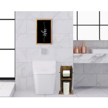 Bk Gift Doğal Masif Ahşap Tuvalet Kağıtlığı ve Dekoratif Retro Ahşap Tablo Seti-14