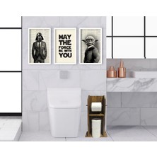 Bk Gift Doğal Masif Ahşap Tuvalet Kağıtlığı ve Dekoratif 3’lü Ahşap Beyaz Çerçeveli Tablo-8